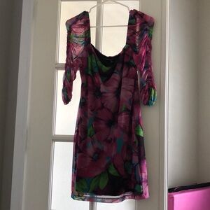 Black hallow floral mini dress